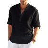 comfortably cool mens relaxed fit linen cotton tee black 2